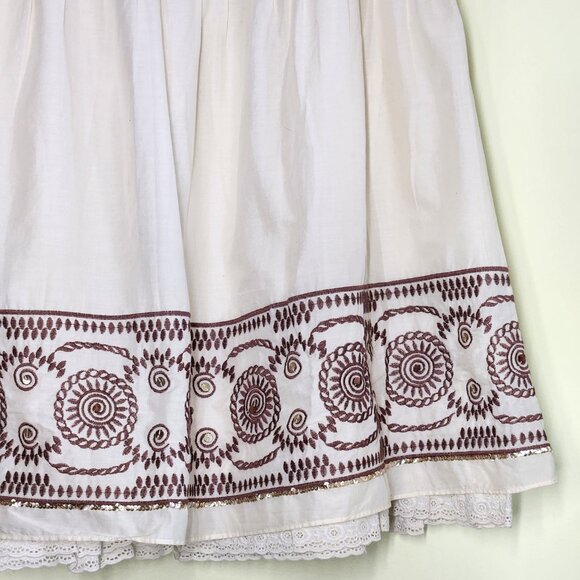 The Limited A-line Pleated Skirt Size 10 Cream Boho Artsy Full Skirt Prairie - Picture 2 of 11